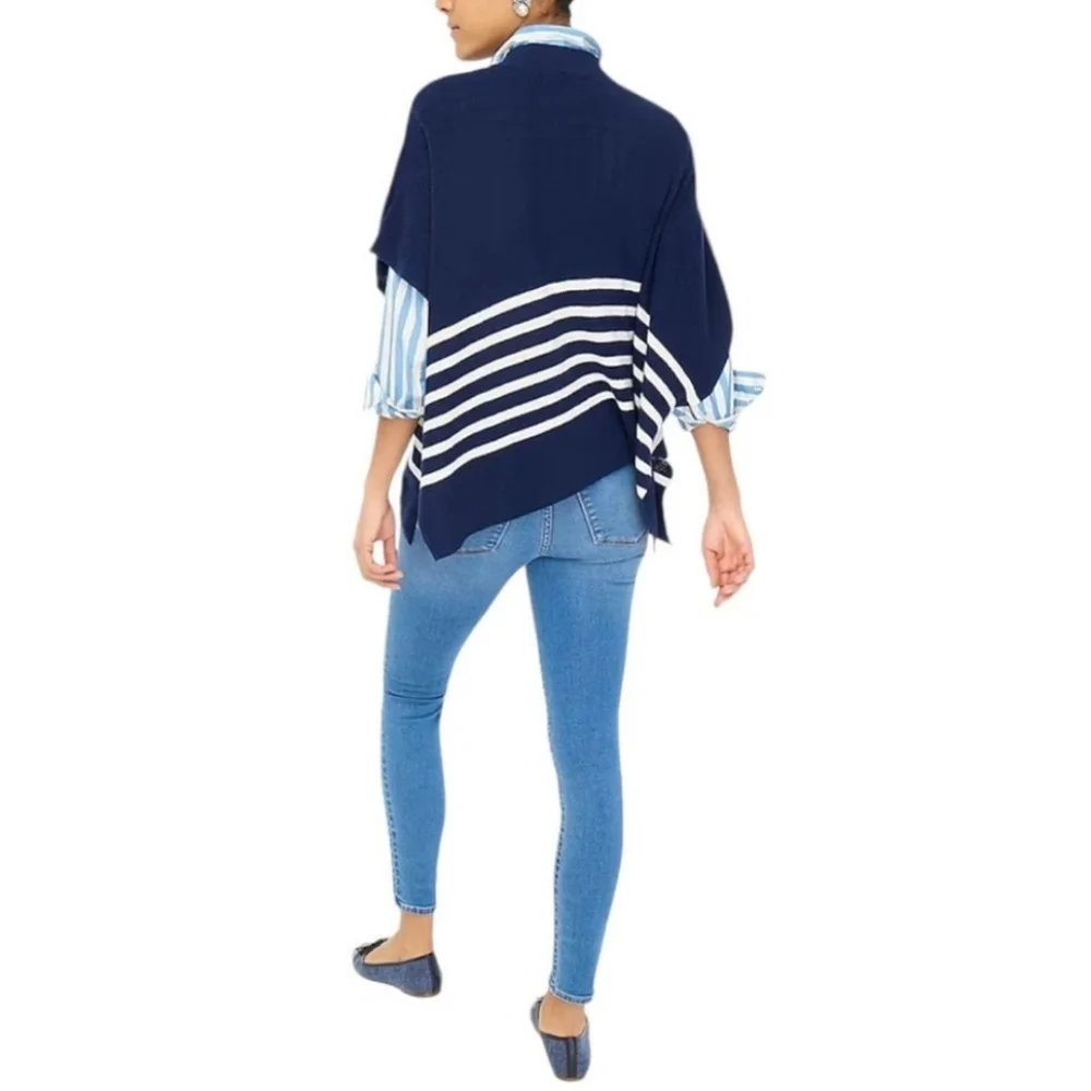 J.Crew Pullover Stripe Poncho Black /‎ White